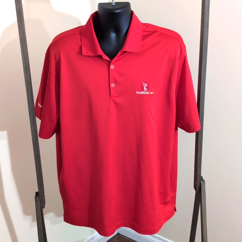 Nike Golf| Red Travistock Cup Athletic Dry Fit Short Sleeved Polo - Picture 1 of 12